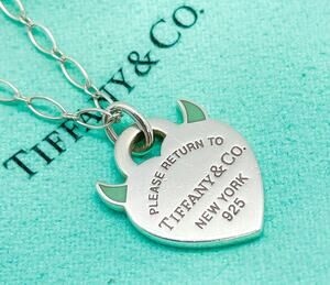 Tiffany & Co. Return to Tiffany Devil Horns Heart Pendant Necklace Silver 18"